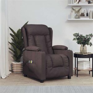 VidaXL Fauteuil électrique de massage Marron foncé Tissu