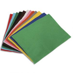 O Color Sachet de 12 coupons de feutrine, format 30x20 cm, couleurs assorties