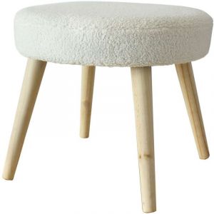 Enjoy Home - Table d'appoint en bouclette Lodge - Diam. 45 x H. 40 cm - Ecru - Lodge