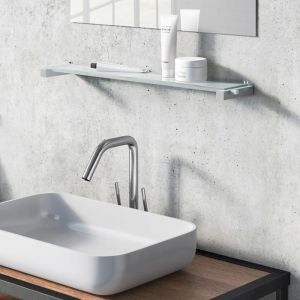 Zack Bathroom Shelf, Stainless Steel, Silver, One size