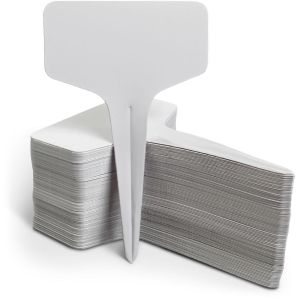 igadgitz Home U6976 - Étiquettes Plantes Etiquette Jardin Marqueur Plante - Intérieur et Extérieur - Plateaux semences, Pots de Fleurs, Plates-Bandes, serres et Autres - Blanc - Type T - 100 Pièces