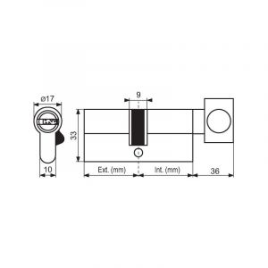 Exem Cylindre à bouton R9+ nickelé varié Int. (mm) B30