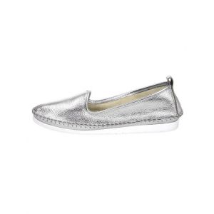 Andrea Conti Mocassins femme colorés en cuir à surpiqures - Coloris Argent - Taille 35