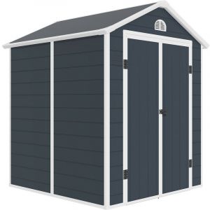 Gardiun Abri de Jardin en Résine New Donna3,57 m² 190x192x226 cm Fenêtre latérale et 2 portes 120x183 cm Gris Anthracite