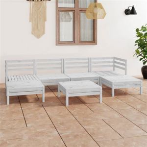VidaXL Salon de jardin 7 pcs Blanc Bois de pin massif