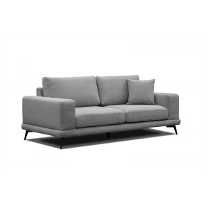 Canapé droit 3 places tissu gris - MEDIOLANE