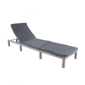 Image de Mendler Chaise Longue HWC-A51, en polyrotin, transat de Jardin ~ Basic Gris, Matelas Gris foncé