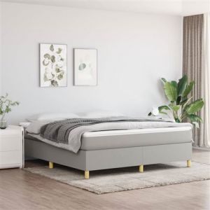 VidaXL Sommier à Lattes de Lit avec Matelas, Lit Rembourré, Lit Double, Lit Adulte de Chambre à Coucher Intérieur, Moderne, Gris Clair 160x200cm Tissu