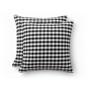 Lot 2 housse de coussin en coton à carreaux noir 45x45 cm