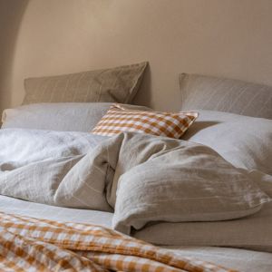 Blanc Cerise Enveloppe de coussin en coton et lin, PASSION VICHY