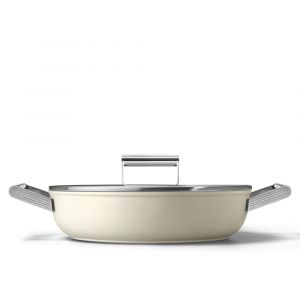 Smeg Sauteuse 28cm céramique crème avec couvercle