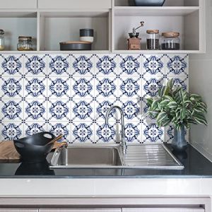 Sticker Mural Carrelage adhésif Cuisine Salle de Bain - 24 Stickers Carreaux DE Ciment AZULEJOS LOICIA - 24stickers10x10cm