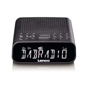 Lenco CR-606BK Radio-r&eacute;veil Compact avec Dab+/FM, Bluetooth 5.3, &eacute;cran LCD &agrave; intensit&eacute; Variable, Double Alarme, Fonction Snooze, Port de Charge USB et minuterie de Mise en Veille &ndash; Noir