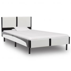 VidaXL Cadre de lit Blanc et noir Similicuir 90 x 200 cm