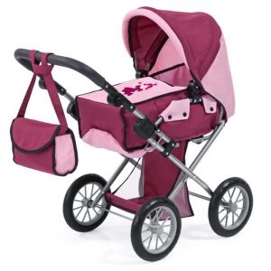 Bayer Poussette Landau pour poupée City Star Princesse bordeaux réglable avec un sac à bandoulière