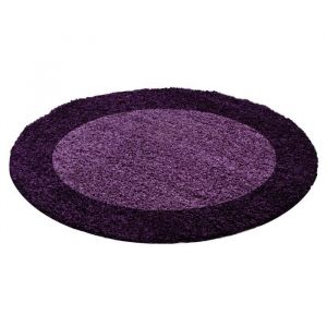 Life SHAGGY Rond - Tapis à Bordures Rond 200 x 200cm - 100% Polypropylène 30mm - Violet