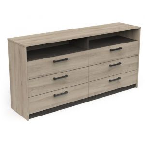 Demeyere Commode - Watson - 6 Tiroirs - Ch&ecirc;ne Kronberg / Ch&ecirc;ne Waterford - 162,7 X 39,5 X 81,1 Cm