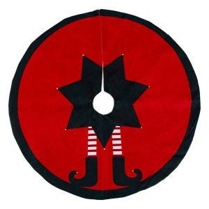 Feeric Light & Christmas Déco de noël Tapis pour pied de Sapin Lutin Rouge et Vert foncé D 90 cm
