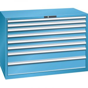 Certeo Lista Armoire à tiroirs en tôle d'acier - h x l 1000 x 1431 mm, 8 tiroirs - charge max. 200 kg, bleu clair