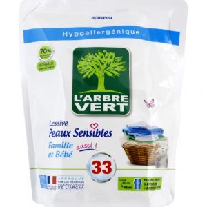 L'Arbre Vert Recharge Lessive Liquide Peaux Sensibles Famille & Bébé Aussi Hypoallergénique 33 Lavages