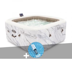 Intex Kit spa gonflable PureSpa Calacatta carré Bulles 4 places + Aspirateur