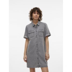 Vero Moda Vmjennie SS Short Dress Mix Noos Robe, Medium Grey Denim, L Femmes