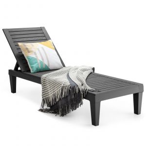 Coast Terrace Lounger chaise d'extérieur avec dossier réglable 190 x 57,5 ??x 29 cm noir