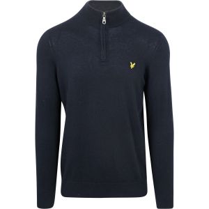 Lyle And Scott Sweat-shirt Lyle Scott Half Zip Pull Laine Merinos Marine