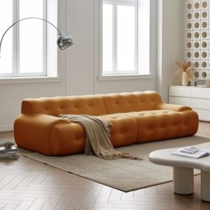 Kosmi Canap&eacute; en tissu livr&eacute; Roul&eacute; couleur Orange