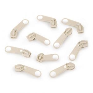 Cyclingcolors 10x Curseur N°5 Non Verrouillable Pour Fermeture Éclair À Glissière Spirale Zipper Tirette Métal Idéal Jupe Vêtement, Crème Clair