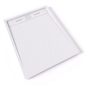 HIEMAL Receveur de douche 80 x 100 cm résine Blanc aspect ardoise + bonde incluse - Salle de bain