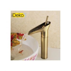 Ideko Robinet Mitigeur lavabo cascade (Haut) rétro cuivre vintage & Flexible