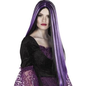 Perruque noire et violette Halloween