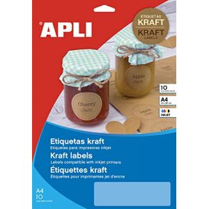 APLI 17377 - 100 étiquettes kraft, format 99,1 x 57 mm (10 feuilles / cdt)