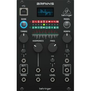 Behringer BRAINS Module Oscillateur Multi-Moteurs Polyvalent Pour Eurorack avec 20 Moteurs de Synthèse, Qualité Sonore 96 kHz et Oscilloscope OLED