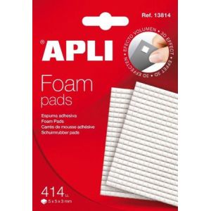 APLI 13814 - Etui de 414 pastilles mousse 3D adhésives double face, 5x5mm