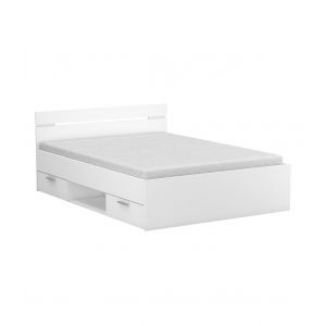 Calicosy Lit 2 Tiroirs 1 Niche - 140x190 cm - 144,5 cm X 194,7 cm X 74,2 cm - MICHIGAN 140 x 190 Blanc Mat