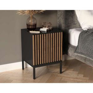 Savanna - table de chevet - bois et noir - 40 cm - Noir / Bois