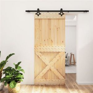 VidaXL Porte coulissante et kit de quincaillerie 90x210 cm pin massif, porte intérieure, porte de grange intérieure, porte de grange