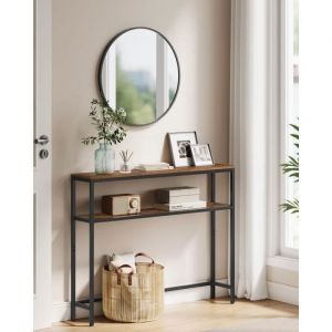 Console pour couloir à 2 niveaux 20 x 100 x 80 cm marron rustique noir