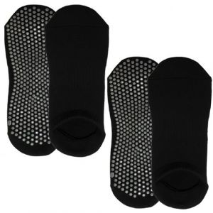 Lot de 2 paires de chaussettes antid&eacute;rapantes, maison, sport, yoga, pilates - 80 % Coton - Taille XL - Noir - Vivezen