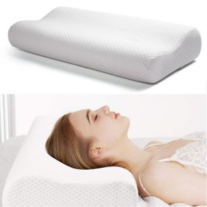 Oreiller Ergonomique à Mémoire de Forme, Oreiller Cervical Coussin avec Housse Hypoallergénique Lavable, 63x43CM Freosen