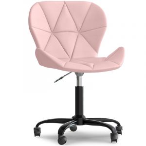 Privatefloor Chaise De Bureau Rembourrée En Simili-Cuir - Structure Noire Winka Rose