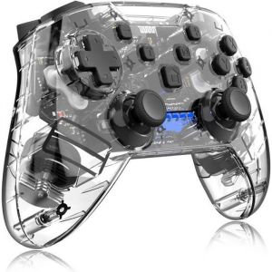 Manette pour Switch, Excellvan pour Manette Switch Pro Sans Fil Bluetooth Turbo Vibration Accessoire Pour Ninendo Switch, Noir Transparent.