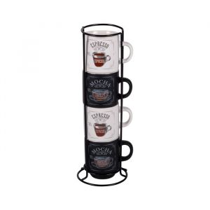 Table passion Tour de 4 tasses 12 cl multicolores en porcelaine