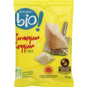 Monoprix Bio Parmigiano Reggiano r&acirc;p&eacute; bio AOP - Le sachet de 50 g