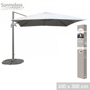Parasol déporté carré 3x3 m gris clair