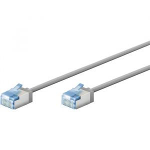 Goobay 74306 C&acirc;ble patch slim/ultra flexible RJ45 CAT 6A U/FTP CU/C&acirc;ble Ethernet fin avec connecteurs courts / 10 Gbit/s LSZH - Protection anti-torsion - Gris - 0,5 m