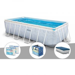 Image de Intex Kit piscine tubulaire Chevron rectangulaire 4,00 x 2,00 x 1,00 m + 6 cartouches de filtration + Bâche à bulles + B