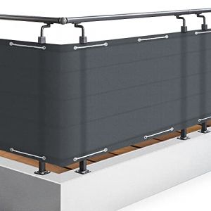 Sol Royal Brise Vue Balcon 100x500 cm Anthracite avec Œillets, Cordons, Résiste à l'eau Intempéries 160 g/m² PES SolVision PB2